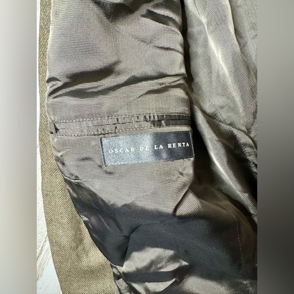 Oscar De La Renta Wool Cashmere Solid Brown Mens Blazer Sport Coat Size 44R - Picture 10 of 11